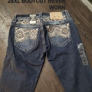 Miss Me Embellished Bootcut Jeans - Dark Blue